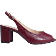 Hakiki Deri Bordo Sandalet Topuklu 1918 16 V3