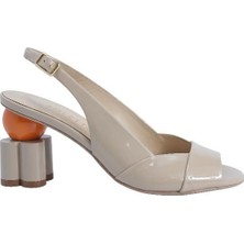 Poletto  Hakiki Deri Bej Sandalet Topuklu 4183 173 V1