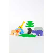 Ahşap Oyuncak Safari Hayvanları Seti – Montessori Uyumlu Doğal Ahşap Eğitici Oyuncak