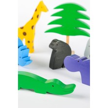 Ahşap Oyuncak Safari Hayvanları Seti – Montessori Uyumlu Doğal Ahşap Eğitici Oyuncak