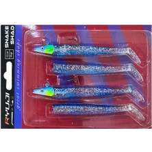 Ryuji  Snake Shad 12CM 16GR Sandeel Silikon Yem (2 Jighead + 4 Silikon) 10 Blue Silver