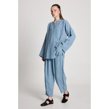 Bellamy Bağlamalı Keten Kimono Indigo