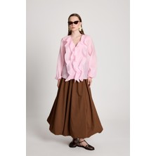 Esmee Fırfırlı Bluz Pembe