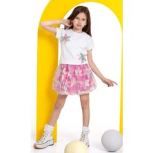 Kız Çocuk Zambak Detaylı Etekli Takım