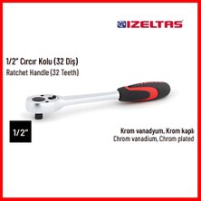 İzeltaş Cırcır Kolu,1/2 İnç 250mm, 32 Diş, Dayanıklı ve Hassas Kontrol