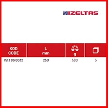 İzeltaş Cırcır Kolu,1/2 İnç 250mm, 32 Diş, Dayanıklı ve Hassas Kontrol