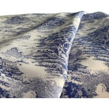 LOOM & LAUREL Yüksek Kaliteli Desenli Jakarlı Dokuma Kumaş 160 x 240 Masa Örtüsü Mavi Ağırlıklı