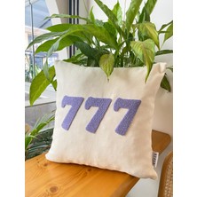 777 Işlemeli Pamuklu Kumaş Punch Kırlent Yastık Kılıfı - 43*43CM - Punch Işlemeli Kırlent Yastık Kılıfı