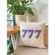 777 Işlemeli Pamuklu Kumaş Punch Kırlent Yastık Kılıfı - 43*43CM - Punch Işlemeli Kırlent Yastık Kılıfı