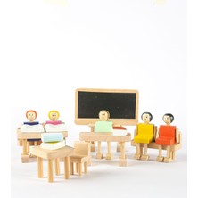 Ahşap Oyuncak Okul Seti - Montessori Uyumlu Eğitici Doğal Ahşap Oyuncak