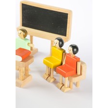 Ahşap Oyuncak Okul Seti - Montessori Uyumlu Eğitici Doğal Ahşap Oyuncak