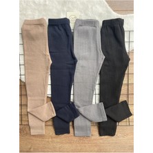 Tuna'ys Shopping Kız Çocuklar İçin 4'lü Fitilli Şardonlu Yüksek Bel Dar Paça Tayt Takımı