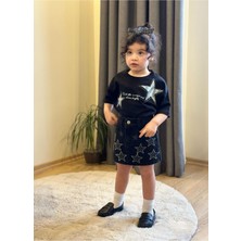 Yıldızlı Kot Etekli Kız Çocuk Takım Premium Kalite