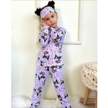 Kuromi Kız Çocuk Göz Bandanalı Pijama Takımı
