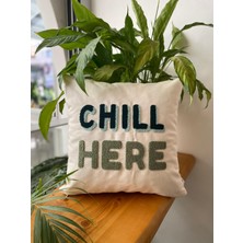 Chill Here Işlemeli Pamuklu Punch Kırlent Yastık Kılıfı - 43*43XM - Punch Işlemeli Yastık Kılıfı