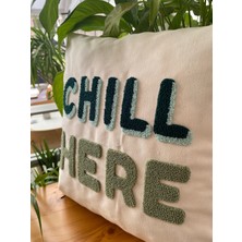 Chill Here Işlemeli Pamuklu Punch Kırlent Yastık Kılıfı - 43*43XM - Punch Işlemeli Yastık Kılıfı