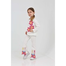 Çiçek Nakış Detaylı Kız Çocuk Takım