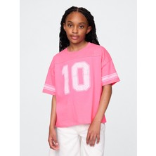 Kız Çocuk Pembe Varsity Jersey T-Shirt