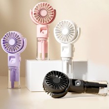 Teknosepetim Taşınabilir Şarjlı Buhar Püskürten El Fanı Küçük Vantilatör Sessiz Su Sisi Spreyli El Tipi Mini Fan