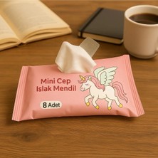Anı Ofis Kırtasiye Mini Cep Islak Mendil 8'li Paket | Aloe Veralı | Alkol Içermez | Yumuşak Dokulu |taşınabilir |pembe