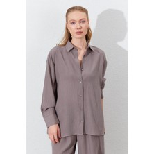 Kadın Vizon Oversize Gömlek
