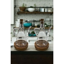 Borosilikat Cam Yağdanlık Yağlık Glazzy  500 ml (2 Adet Standlı)