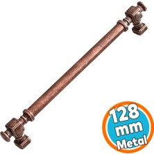 Mobilya Mutfak Dolabı Dolap Kulpu Kulbu Kulpları Eskitme Antik Bakır Düz Metal 128 mm 12.8 cm