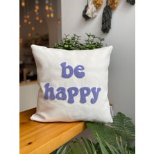 Be Happy - 777 - Hope Desenli Punch Işlemeli Kırlent Kılıfı - 43X43CM - 3lü Set Kırlent Kılıfı