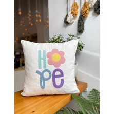 Be Happy - 777 - Hope Desenli Punch Işlemeli Kırlent Kılıfı - 43X43CM - 3lü Set Kırlent Kılıfı
