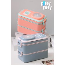 Uzspace 1200 ml Iki Kat Dört Bölme Paslanmaz Çelik Lunch Box Yeni Nesil Sefer Tası-Sos Kaseli MODEL-FFLBOX8023