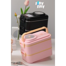 Uzspace 1200 ml Iki Kat Dört Bölme Paslanmaz Çelik Lunch Box Yeni Nesil Sefer Tası-Sos Kaseli MODEL-FFLBOX8023