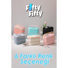 Uzspace 1200 ml Iki Kat Dört Bölme Paslanmaz Çelik Lunch Box Yeni Nesil Sefer Tası-Sos Kaseli MODEL-FFLBOX8023