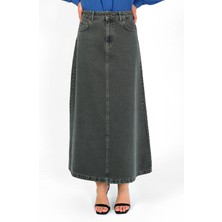 Yüksek Bel A Kesim Denim Etek