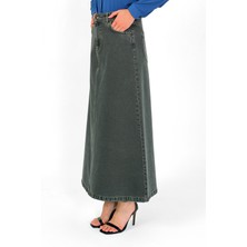 Yüksek Bel A Kesim Denim Etek