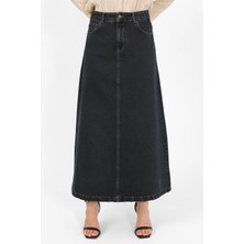 Yüksek Bel A Kesim Denim Etek