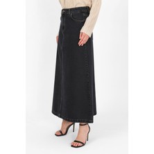 Yüksek Bel A Kesim Denim Etek