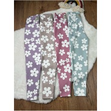 Mevsimlik Çiçek Baskılı Kız Çocuk Fitilli  Tayt 4'lü Set