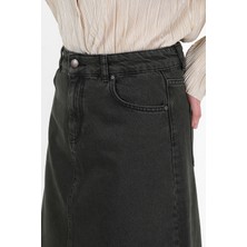 Yüksek Bel A Kesim Denim Etek