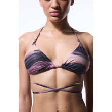 Nixie Çizgili Tokalı Üçgen Bikini Üstü