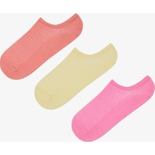 Colorful Rib 3lü Turuncu Pembe Sneaker Çorap