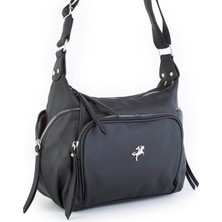 Nas Bag Kadın Çapraz Çanta - Siyah Yıkamalı ( 26X21X15 Cm)