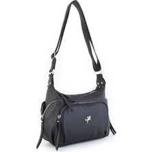 Nas Bag Kadın Çapraz Çanta - Siyah Yıkamalı ( 26X21X15 Cm)