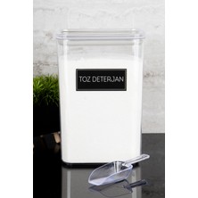 Toz Deterjan Etiketli Ölçekli Deterjan Kutusu Saklama Kabı 3000ML Mika