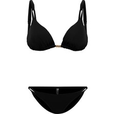 Aquaviva Kadın Siyah Izabella Gold Aksesuarlı Üçgen Bikini Takımı