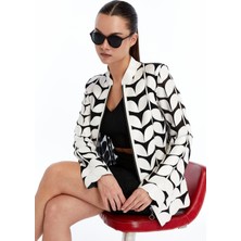 Kadın Yaprak Desen Hakiki Deri Ceket