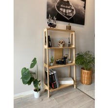 Raul Huş Ağacı, iskandinav tasarım, Plywood Çok Amaçlı Duvar Rafı Kitaplık Çiçeklik Salon Banyo Çalışma Odası 4 Raflı