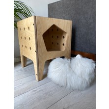 VETLE - Huş Ağacı, İskandinav tasarım, Plywood Modern ve Fonksiyonel Pet Evi - Yan Sehpa