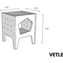 VETLE - Huş Ağacı, İskandinav tasarım, Plywood Modern ve Fonksiyonel Pet Evi - Yan Sehpa