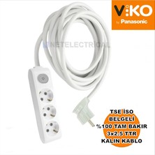 Multi-Let | Üçlü 15 Metre Anahtarlı Topraklı Yan Fişli Çocuk Korumalı Grup Priz - 3'lü, 15 M, (3x2.5 Ttr Tam Bakır Kalın Kablolu)