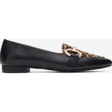 Kadın Toka Detaylı Sivri Burun Şık Loafer Ayakkabı Gerçek Deri